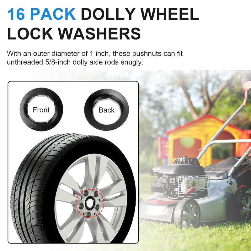 Magluv 16 Pcs Dolly Wheel Lock Washers Replacement for Hard-to-Find Spring Steel Push-On Pushnuts - Locking Washers Axel Parts fits 5/8" Dolly Axle Rods with Oiled Phosphate Finish - Image 4
